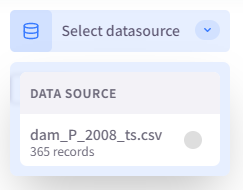 Datasource selection menu