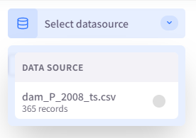 Datasource selection menu