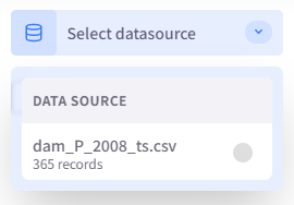 Datasource selection menu