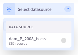 Datasource selection menu