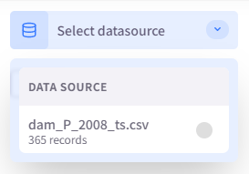 Datasource selection menu