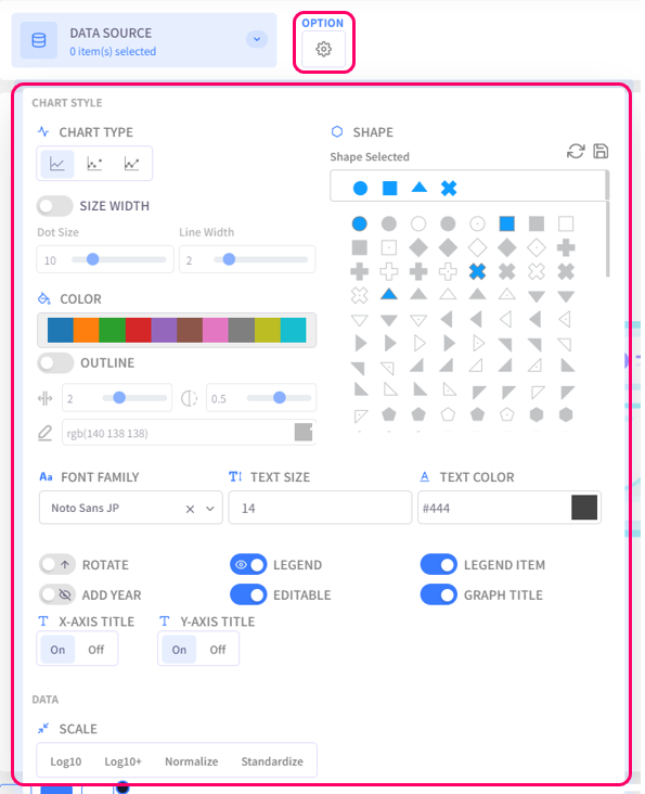 Display style settings menu