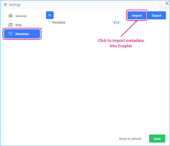 Import metadata through Settings menu