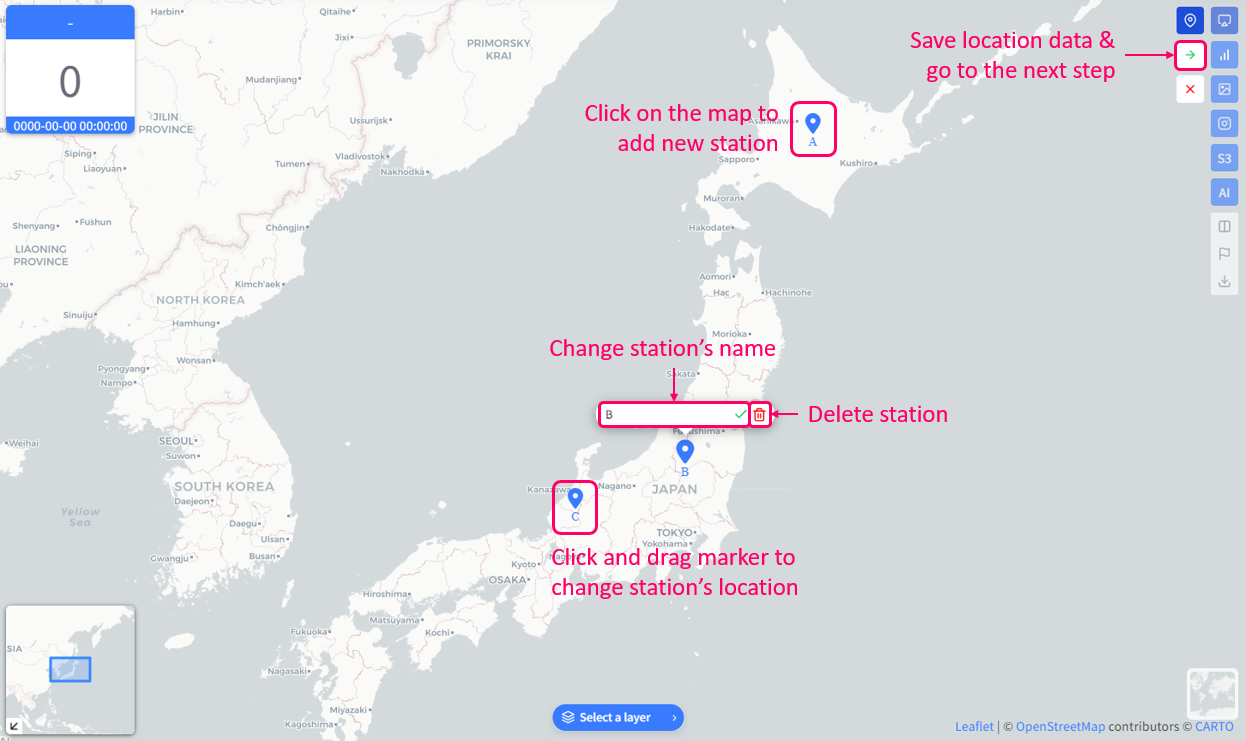 Creating location data screen