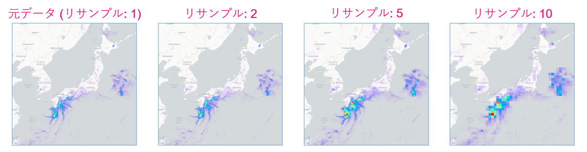 Example of four resample levels of NetCDF data